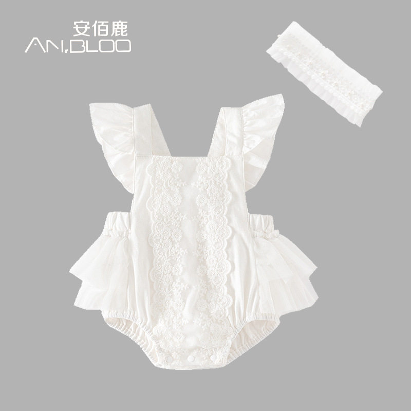 婴儿夏装衣服薄款包屁衣新生儿女宝宝连体衣公主夏季满月露背哈衣