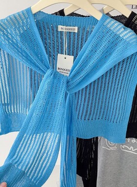 纯色镂空针织坎肩女春秋新款高级感护颈小披肩实用叠穿装饰假领子