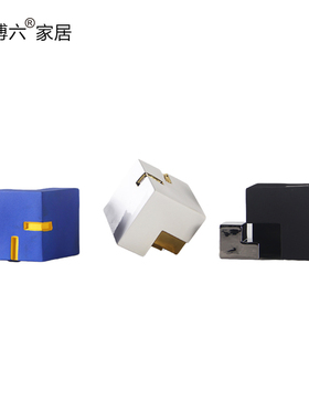 现代北欧陶瓷几何积木魔方摆件创意样板间儿童房床头柜装饰品