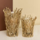 进口铝制金色篱笆造型烛台玻璃花瓶高档艺术花器蜡烛台软装 饰摆件
