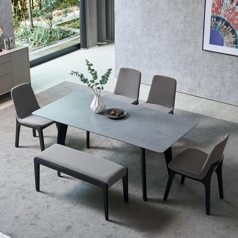 北欧岩板餐桌椅组合现代餐厅酒店实木餐桌家用长方形吃饭桌子