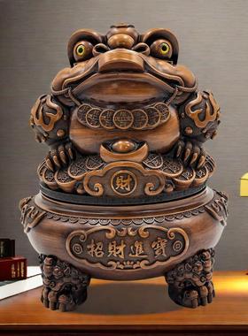 树脂中式家居摆件仿木招财金蟾八方来财摆件店铺乔迁新居开业礼品