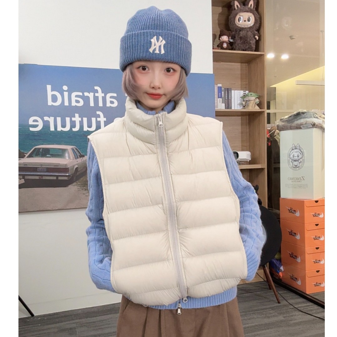 女装马甲立领排骨羽绒女款时尚短款小个子90白鸭绒背心外套