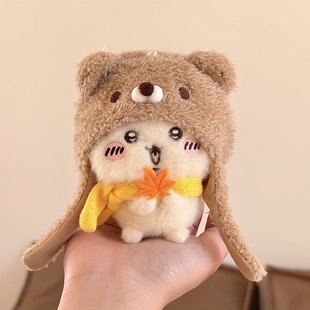 日本正版chiikawa围巾枫叶乌萨奇小熊头套吉伊书包挂件小八卡哇