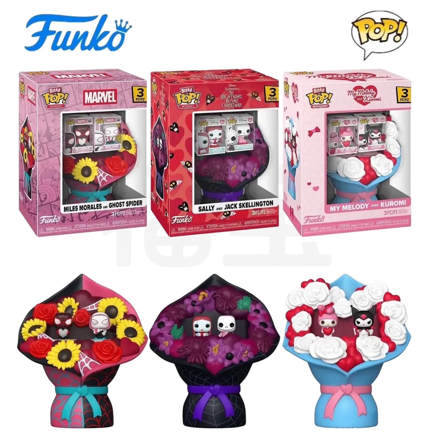Funko Bitty情人节花束三丽鸥 圣诞夜惊魂 蜘蛛侠迷你公仔手办