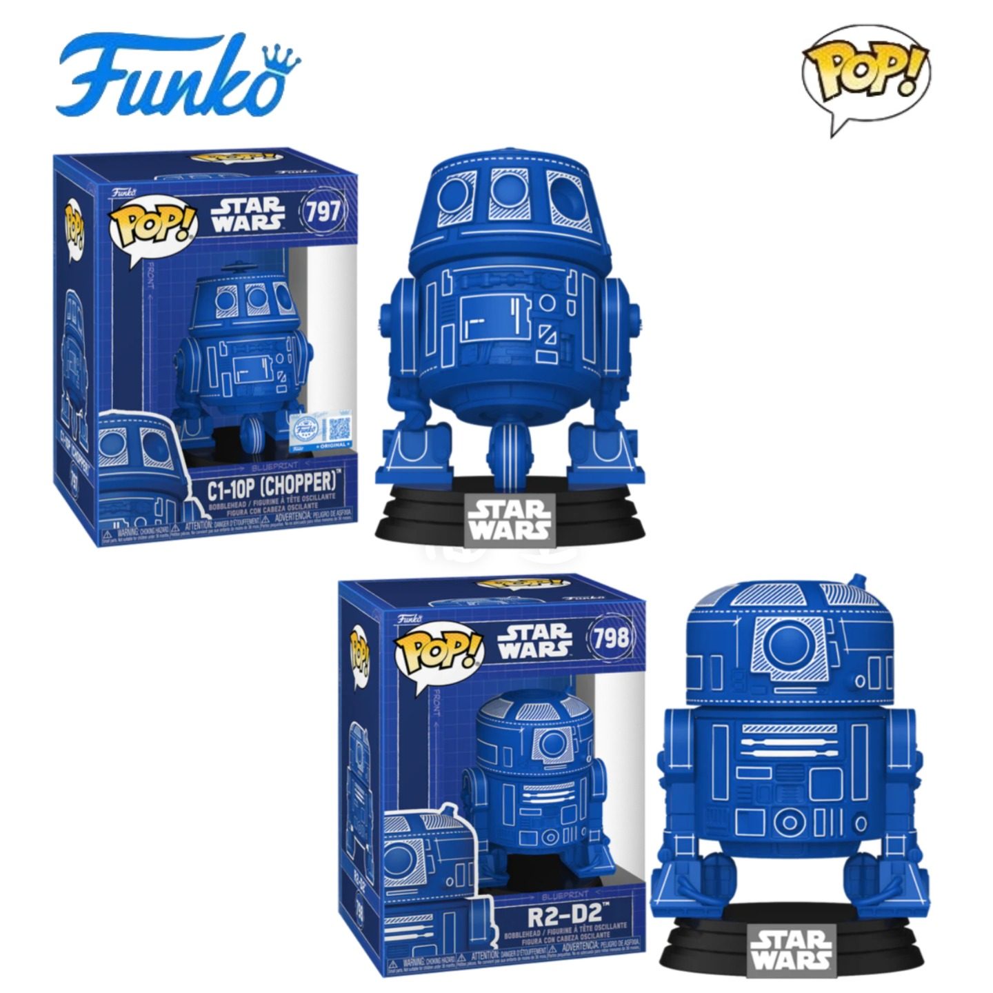 Funko POP星球大战Star Wars周边C1-10P R2-D2蓝图公仔手办摆件