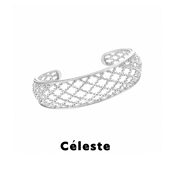 Céleste 镂空网格纹素圈开口手镯女小众设计高级感气质百搭手环