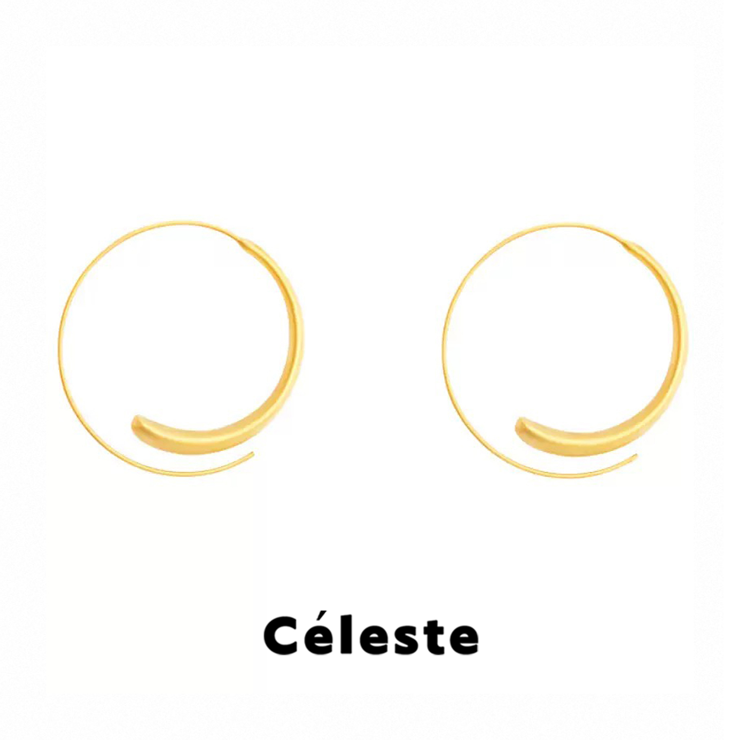 Céleste哑金雾面圆圈耳环女