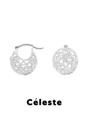 Céleste 镂空圆球网格纹耳环女小众设计轻奢高级感S925银针耳扣