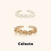 Céleste 烧白小花开口戒指女小众设计轻奢高级感精致可调节指环
