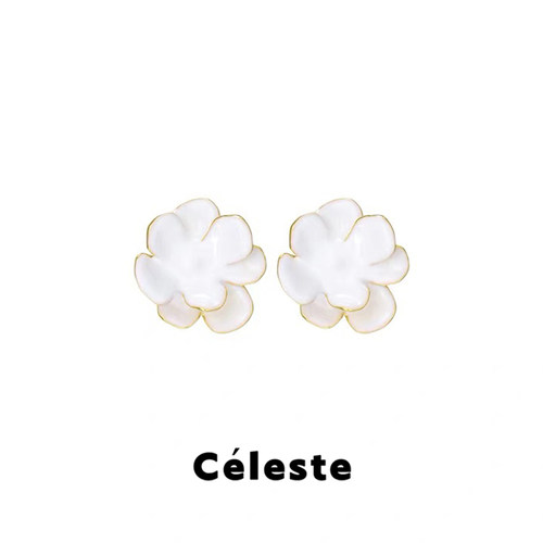 Céleste达弥山茶花耳钉女
