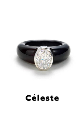 Céleste董洁同款黑色宝石戒指女
