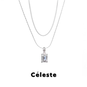 Céleste 方块天然白水晶项链女小众设计时尚 百搭吊坠毛衣链素链