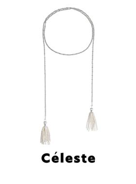 Céleste烟花白贝母流苏项链女