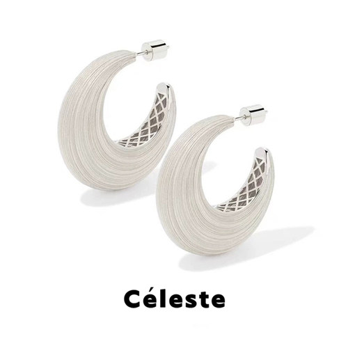 CélesteC型金属拉丝月牙耳环女