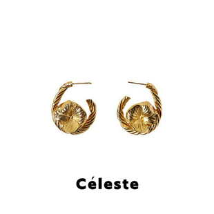 Céleste 双面花卉绳结耳环女小众感设计复古C环耳圈耳饰 董洁同款