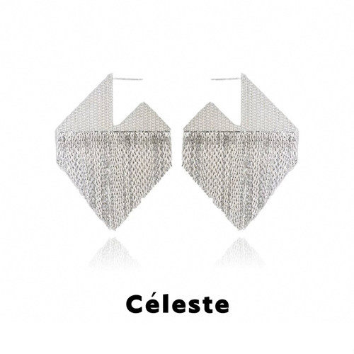 浮光系列菱形流苏拼接耳环