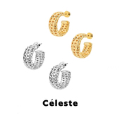Céleste 豆豆同款 金银色老花镂空耳环女高级感轻奢气质百搭耳钉