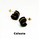 Céleste 黑玛瑙C型金线耳钉小众设计高级感法式 复古中古小巧耳环