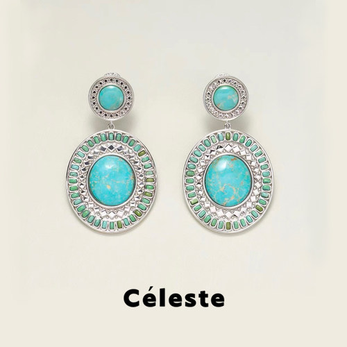 Céleste绿松石耳坠轻奢耳钉女