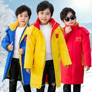 中国国家队运动大衣男长款训练服儿童冬季体育跆拳道保暖羽绒棉服