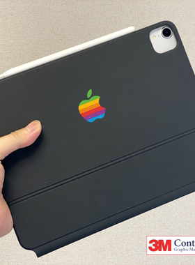 艺贴进口铸造级带导气槽 彩虹 适用苹果平板iPad妙控键盘Magic keyboard创意logo贴纸防水装饰无痕 一份2枚装