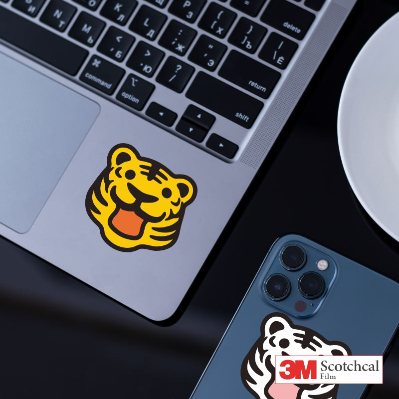 艺贴 3m一套2个虎年虎头卡通贴纸笔记本电脑平板手机外壳局部贴