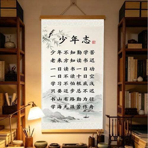 少年志字画少年志励志书法挂画玄关卧室餐厅客厅通用家训家规原创