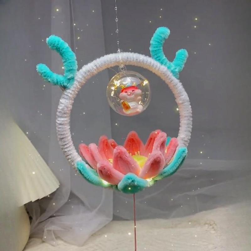中秋节扭扭棒荷花灯diy手工材料包自制手提桂花灯成品送朋友闺蜜图片