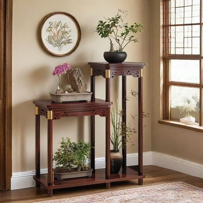 花架子客厅落地式复古中式花台实木多层室内客厅绿植花盆架置物架