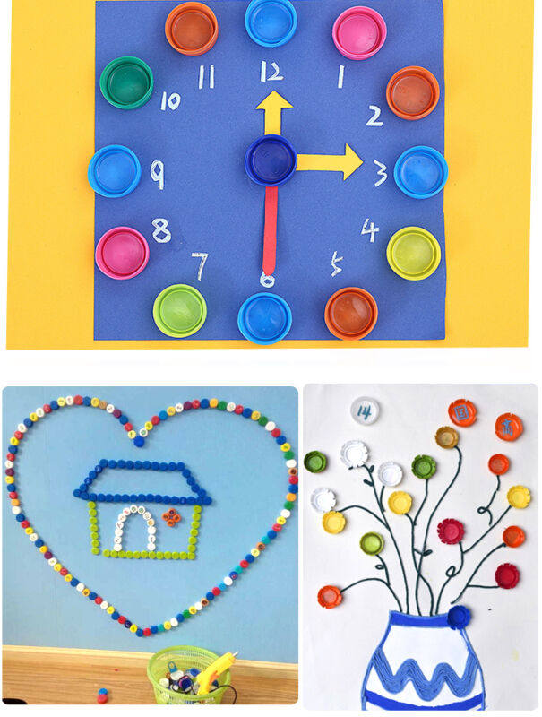 100个彩色饮料矿泉水瓶盖幼儿园装饰拼图盖子创意手工制作子diy