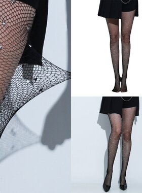 袋装丝袜新款桃心女连裤薄大码黑色连脚时尚透气打底裤连裤丝袜网
