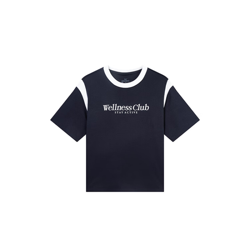 361°运动短袖女2025年夏季新款字母印花百搭拼色透气圆领短T恤女