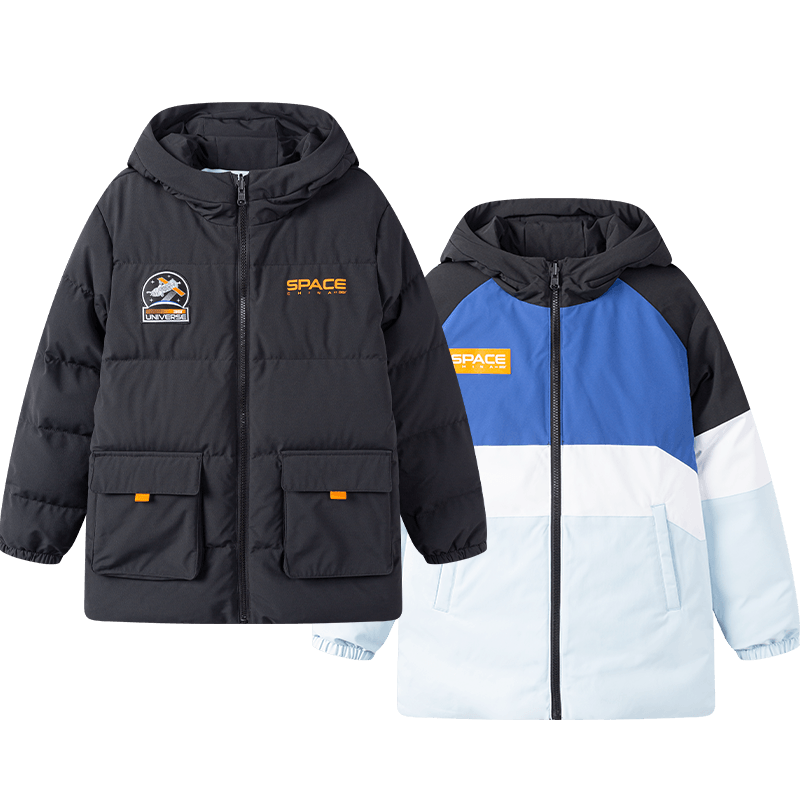 【商场同款】361童装男童两面穿羽绒服2025春季新款中长保暖外套