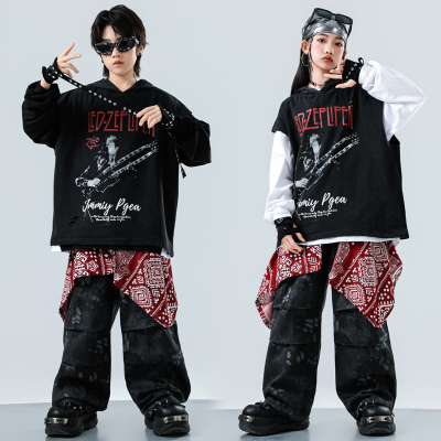儿童街舞演出服hiphop男女童嘻哈风套装少儿爵士舞蹈练功表演服潮
