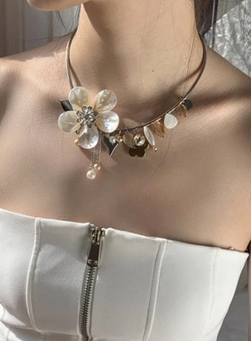 项链小众拼色原创花朵花朵