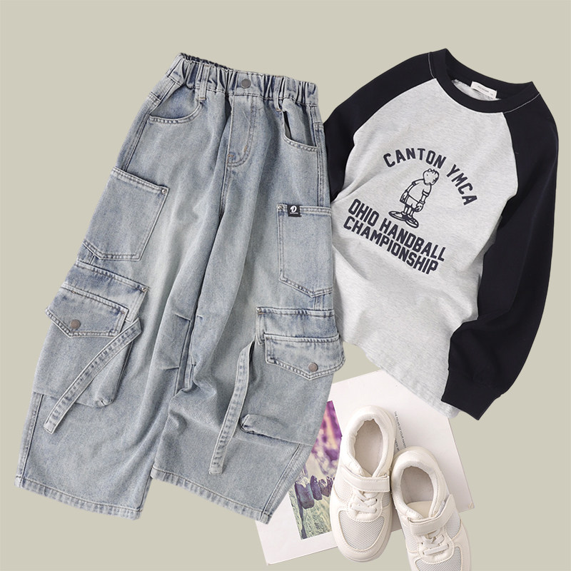 吴小越w1950男童牛仔裤春款工装痞帅男孩秋装新款长裤春秋款大童,童装/婴儿装/亲子装,儿童牛仔裤,淘宝优惠券,粉丝福利购,淘宝优惠卷