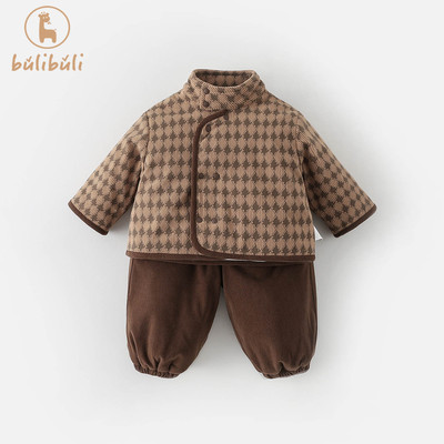 儿童套装冬装2025新款男女宝宝加绒上衣裤子冬季婴幼童衣服两件套