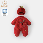 连体衣加厚保暖红色过年衣服冬季 婴儿羽绒服拜年服冬装 宝宝新年装