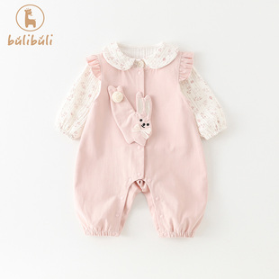 婴幼童背带裤套装春装2026新款女宝宝洋气开衫上衣春季衣服两件套