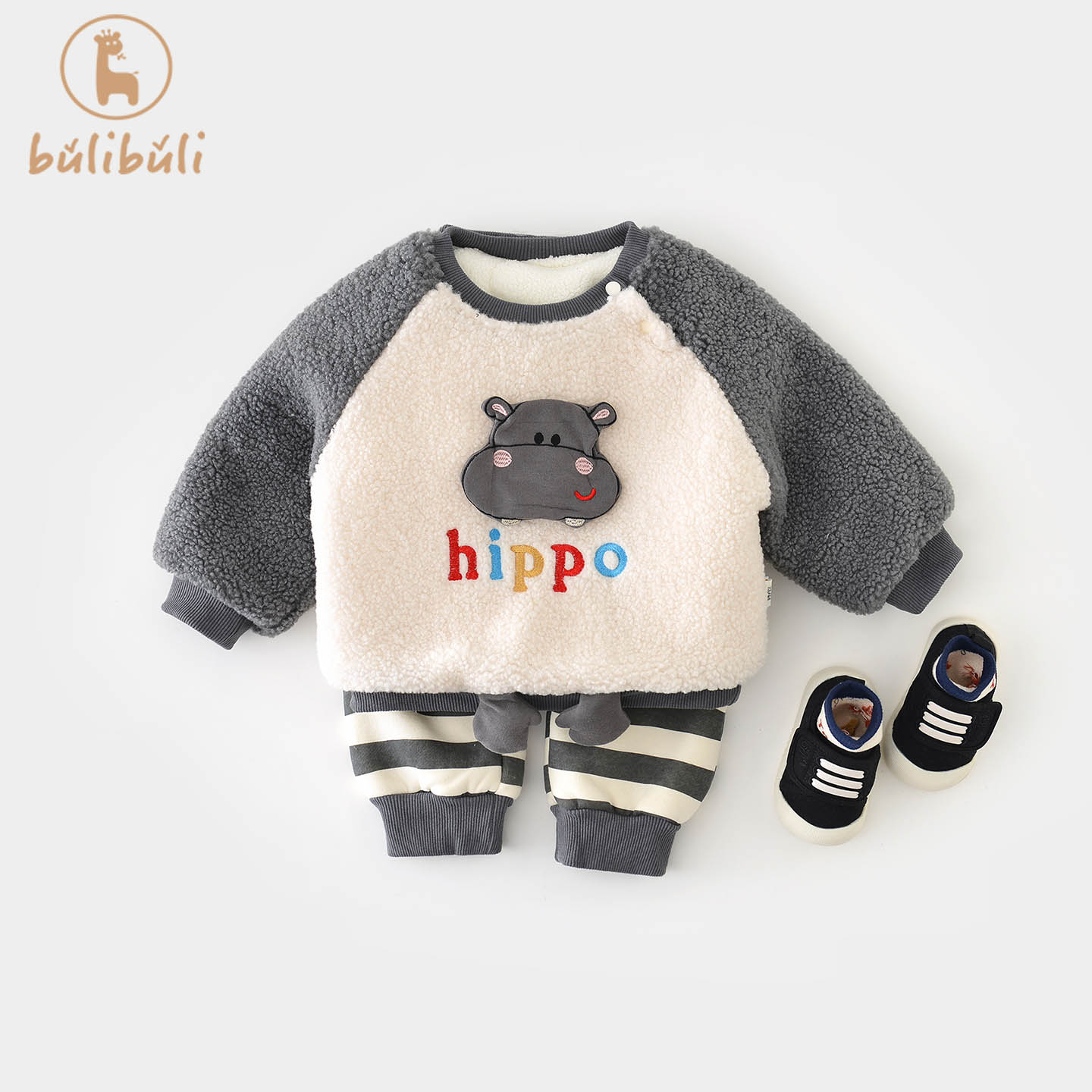 婴幼童加绒套装冬装2025新款宝宝卡通保暖衣服冬季加厚分体两件套