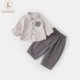 春装 子春季 2025新款 裤 婴儿衣服分体两件套 洋气男宝宝衬衫 男童套装