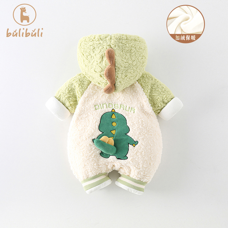 新款婴儿加绒加厚恐龙毛毛衣