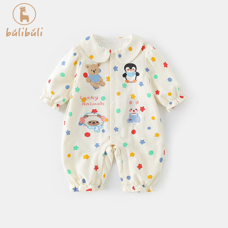 新生婴儿衣服秋装女宝宝连体衣可爱洋气满月百天哈衣秋季外出爬服
