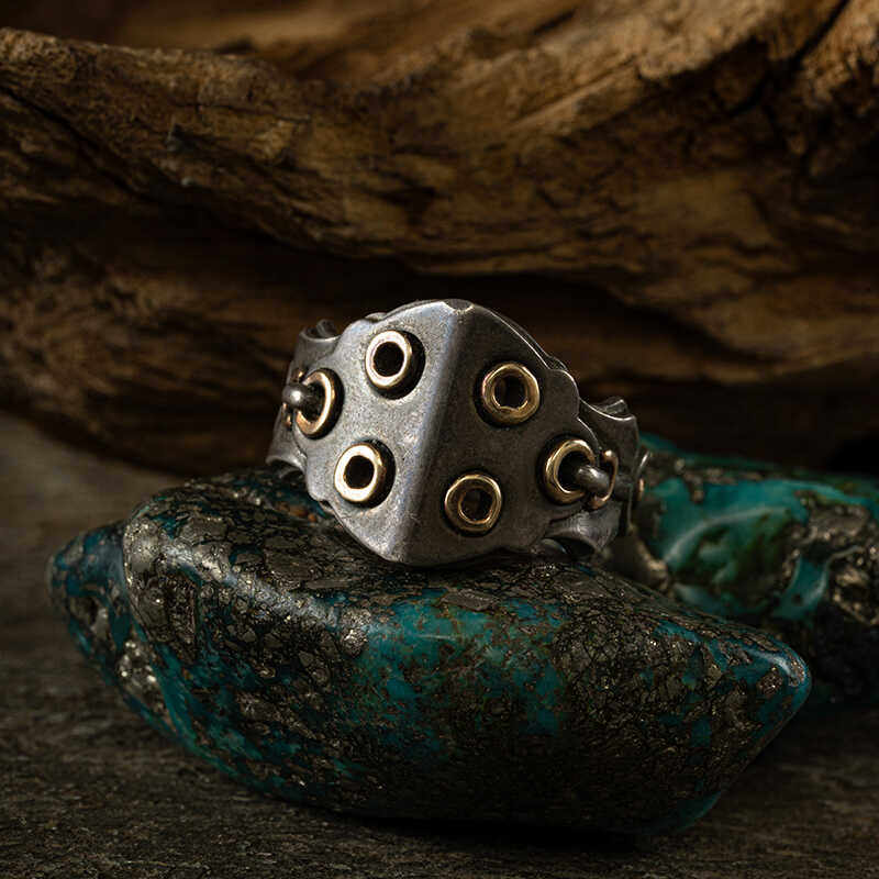 菩客 久幽制造一丁轮回系列 金版铠戒指环国潮纯手工银饰男女戒指