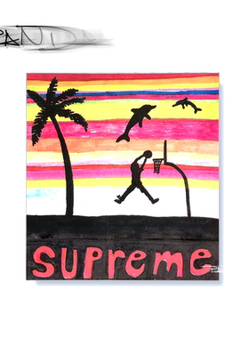Supreme 21SS Dunk Sticker 扣篮 贴纸 日落 风景 贴纸贴画