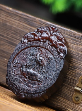 披毛犀文玩牛角无事牌吊坠雕刻牌收藏送礼 鱼籽纹竹丝纹养生