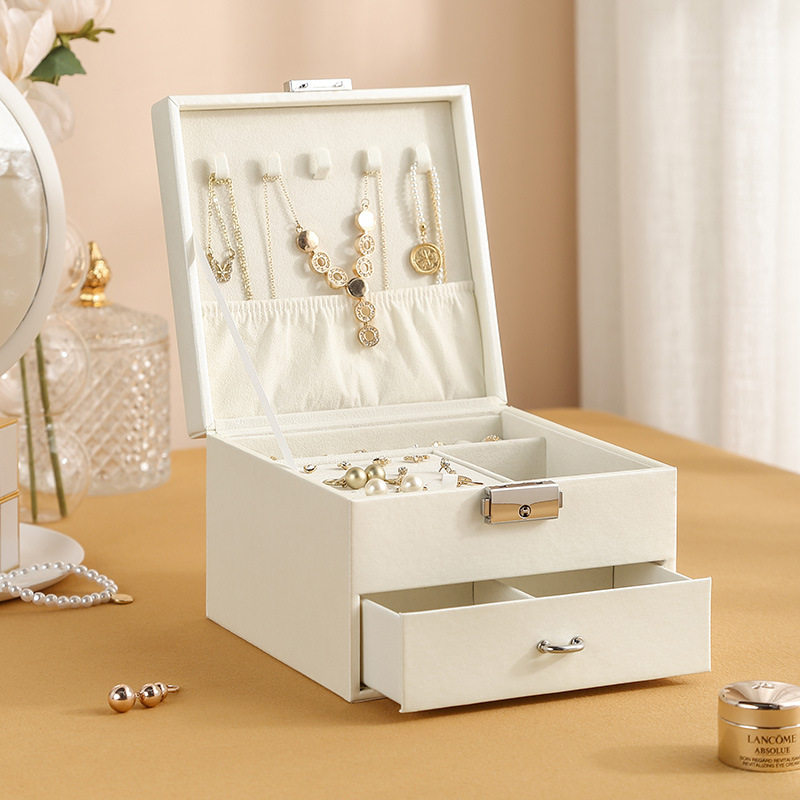 欧式金银首饰收纳盒可放手镯高档项链耳钉戒指手表手饰品一体盒子