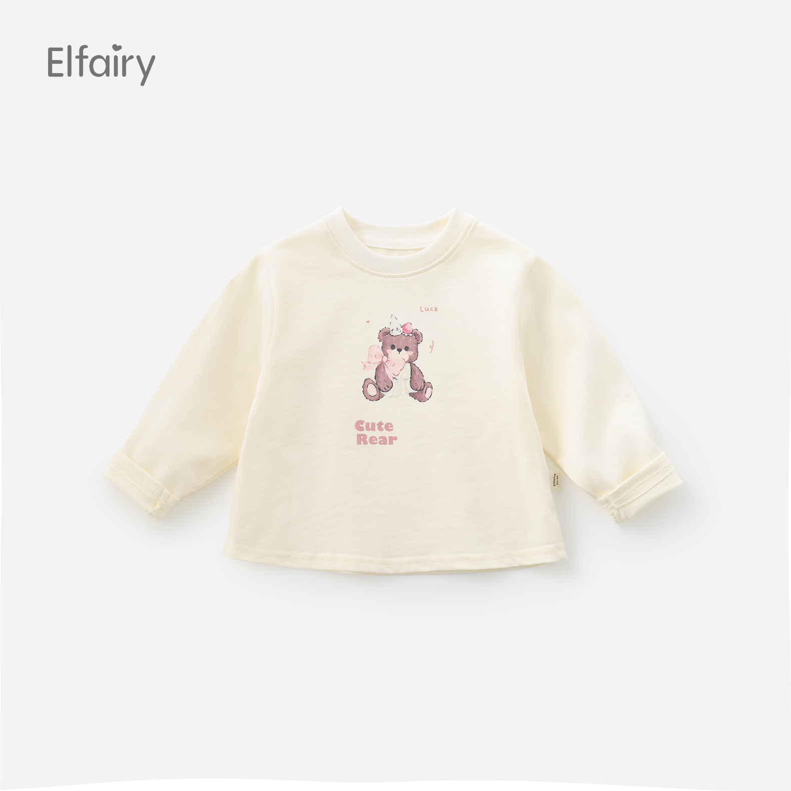 Elfairy女童秋装T恤可爱长袖打底衫儿童卫衣婴儿衣服宝宝上衣纯棉