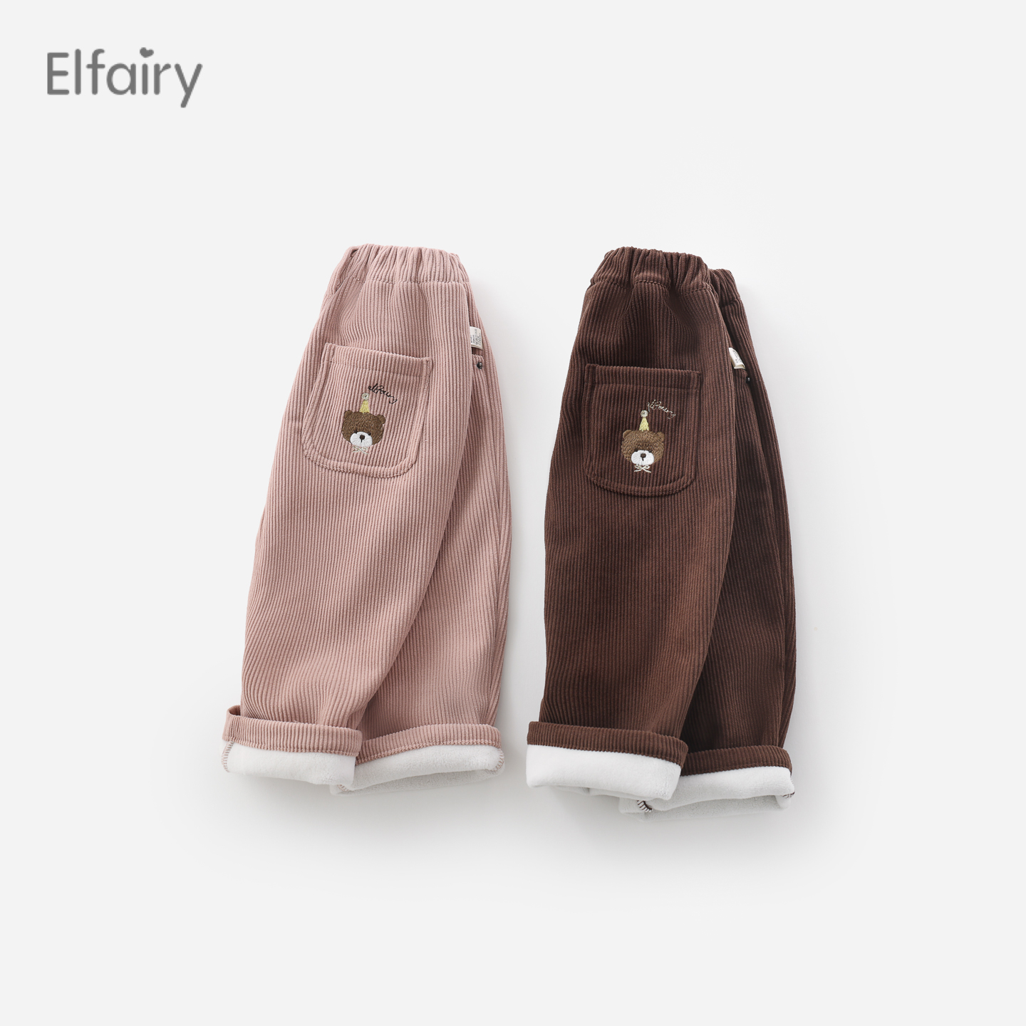Elfairy灯芯绒加绒保暖休闲裤
